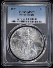 1994 $1 American Silver Eagle PCGS MS 69 | White