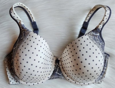 New Without Tags Bali Ivory & Blue Polk-A-Dot Underwire Bra Size 34D