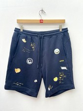 Hugo Boss Hoverart Love Boss Smile Shorts Navy Graphic Patch Mens Large