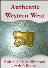 Vintage Chambers Belt Co Phoenix AZ Covered Wagon Belt Buckle Scalloped Silver