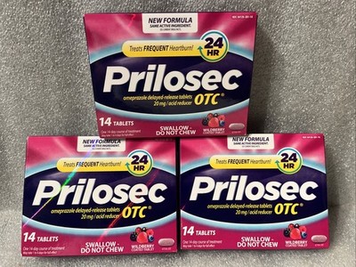 3 Packs. Prilosec OTC, Acid Reducer Wildberry 14 Tablets Per Pack. Exp 11/2028