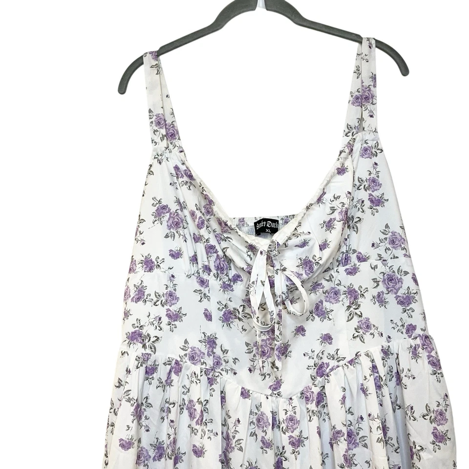 Scarlett Darkness Floral Sleeveless Pleated A-Line Midi Dress Purple Milkmaid XL - Image 4 of 4