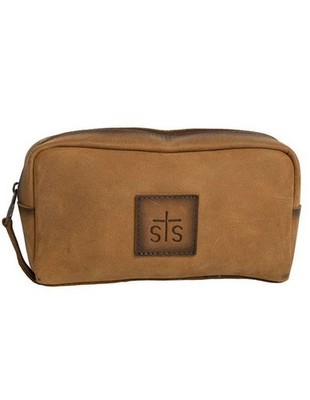 StS Ranchwear Western Cosmetic Bag Baroness Leather Zip Brown STS31826