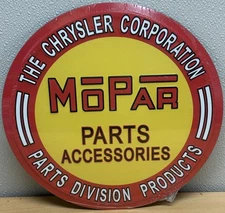 MoPar Parts Accessories 11.5" Metal Sign. Made in USA New Sign Dodge Chrysler.