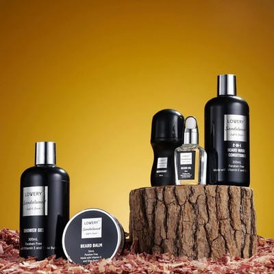 Beard Kit and Body Care Gifts for Men, Sandalwood Spa Gift Baskets, Mens Set