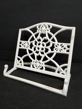 Decorative Heavy Cast Iron Cookbook Book Stand Enameled Farmhouse Chic 10"x11"