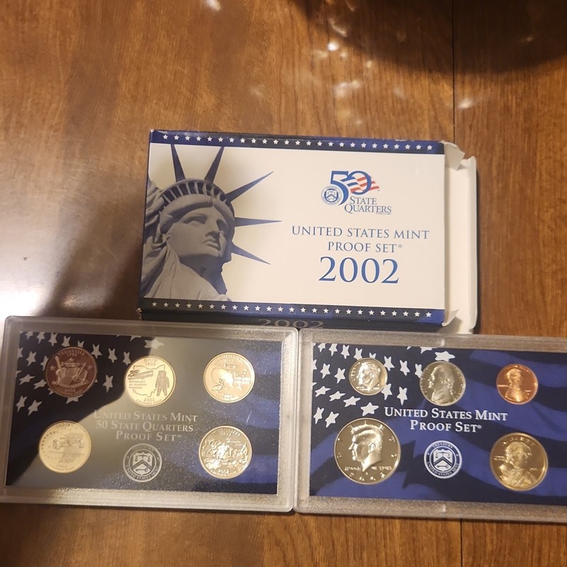 2002 U.S. Mint Proof Set San Francisco Mint 50 State Quarters with COA & Box