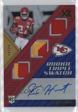 2017 Panini XR Rookie Triple Swatch Auto Blue 44/49 Kareem Hunt #176 Auto 3hk
