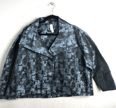 Wynne Collection Jacket Womens Extra Large Blue Black Abstract Office Artsy