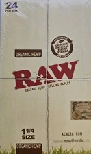RAW Authentic Rolling Papers Hemp Organic 1 1/4 Size - (24 Count Display)