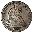 1858O Seated Liberty Half Dollar 50C Raw