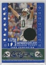 2007 Topps TX Exclusive Season Ticket Jersey 3/10 Chad Pennington Auto 0fo5