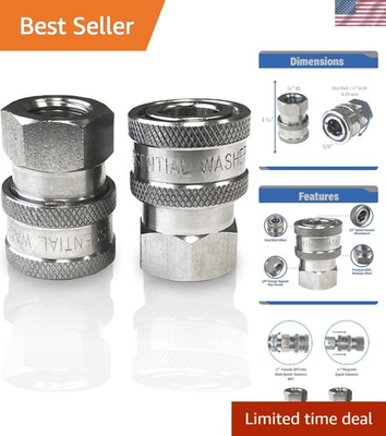 #ad Durable Leak Proof 1 4” Pressure Washer Quick Connect Set of 2 5000 PSI $28.96