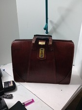 ATLAS of BOSTON Brown Vintage Leather Briefcase Lawyer/Dr Pilot Bag U.S.A. Md