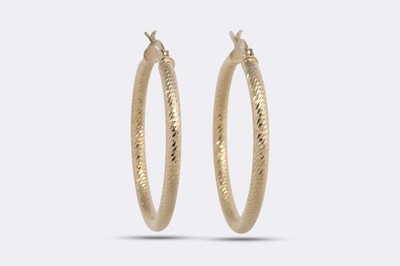 14 Karat Gelbgold facettierte 34 mm Creolen (3,85 g.)