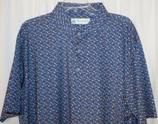 NEW Donald Ross Size XL Flamingo Print Golf Polo Shirt Navy Blue Multi