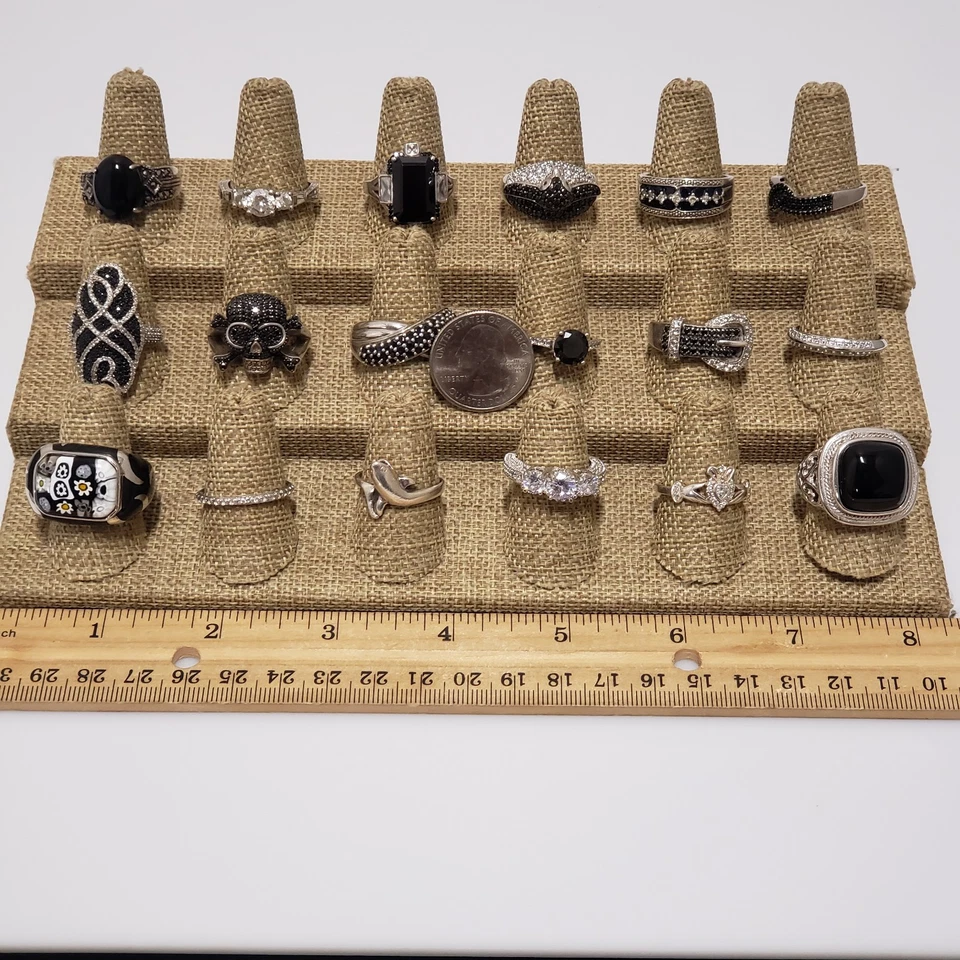 Lot of 18 Sterling Silver Multi Gemstone & Statement Rings Bands Various 10 9 8 - Image 3 of 4