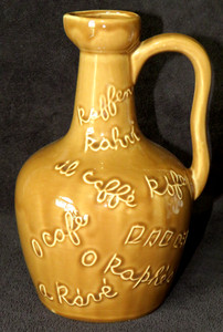 Vintage Brown Glazed 9-inch French Embossed Ceramic Coffee Carafe