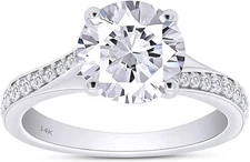 Moissanite Solitaire Engagement Ring 1.66CT 14K White Gold Plated