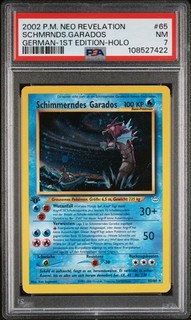 Pokémon Alemán Neo Revelation 2002 1ª Edición #65 Brillante Garados Holo PSA 7
