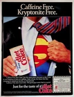 Diet Coke Superman Magazine Ad 1986 Vintage Print Caffeine Free Kryptonite