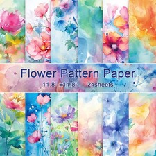 24 Sheets Flower Scrapbook Paper 12x12 Watercolor Pattern Paper Double Sided ...