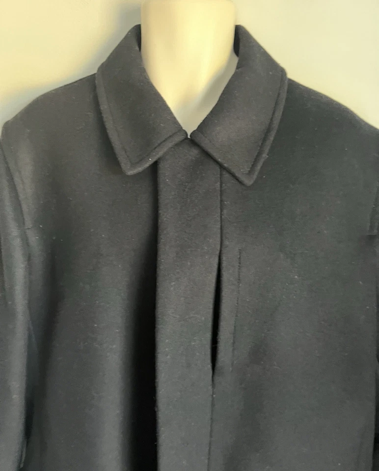 Abrigo De Colección Y2K Banana Republic Hombres Negro Lana Mezcla Cachemira Abotonado Guisante XL Foto 2 de 4