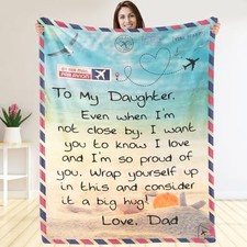 Warmstorey to My Daughter Blanket from Dad   50x60 Soft Flannel Fleece Thr