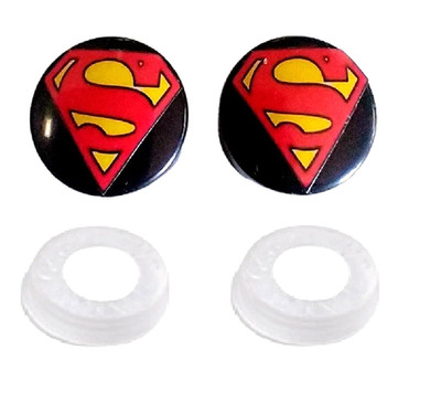 TWO black bolt cover License Plate Screw Cap for Superman Black CAPS