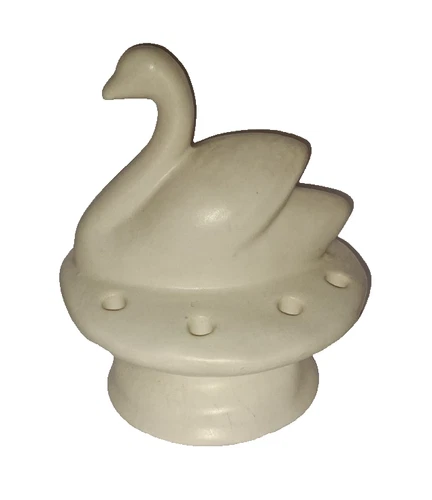 Vtg Mid Century Modern Art Pottery MCM White SWAN Bird Flower Frog Royal Haeger?