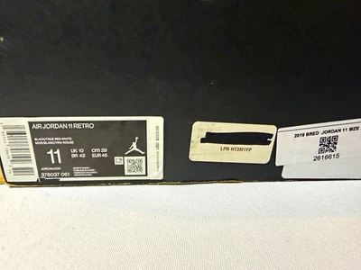 Jordan Air Jordan 11 Retro High "Bred" Black/White/Varsity Red 2019 378037-061 - Image 1 of 4