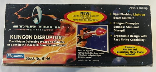 Star Trek Generations Klingon Disruptor #6146 Playmates 1994 nuevo en caja abierta - Imagen 6 de 10