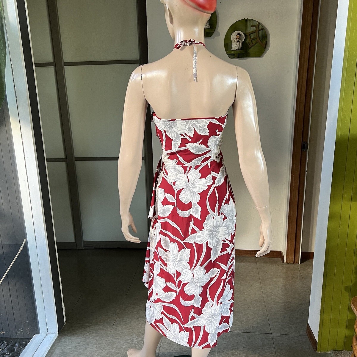 1940s Vintage Cold Rayon Hawaiian Sarong Dress With Matching 
