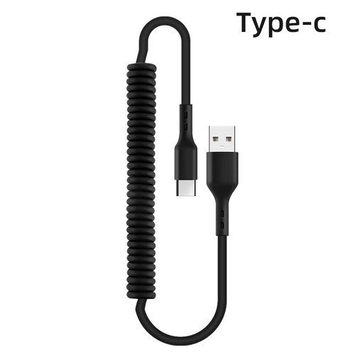 Spring Wire USB C Type C Data Lead Fast Charging Phone Charger Extension Cable// - Zdjęcie 12 z 14