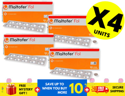 Original MALTOFER FOL CHEWABLE TABLETS 30'S  For Iron Deficiency ( X 4 )