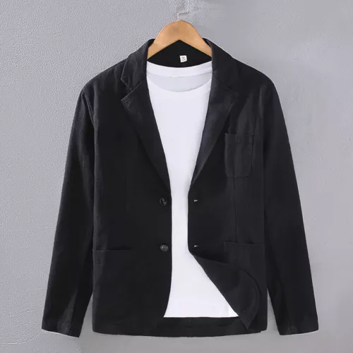 Men's Linen Cotton Jacket Summer Lightweight Casual Blazer Coat Breathable Soft - Picture 17 of 21