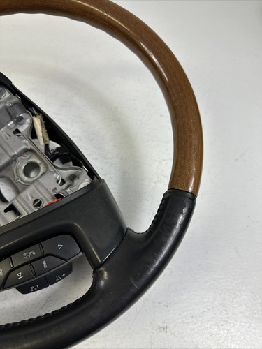 2009- 2012 Buick Enclave Leather Steering Wheel Black Woodgrain Audio & Cruise - Picture 4 of 13