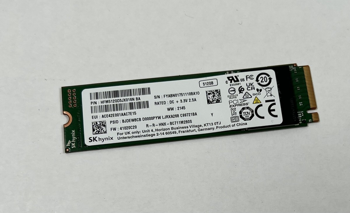 SK Hynix SSD HFM512GD3JX016N NVMe 512GB M.2 2280 Solid State SK Hynix SSD HFM512GD3JX016N NVMe 512GB M.2 2280 Solid State