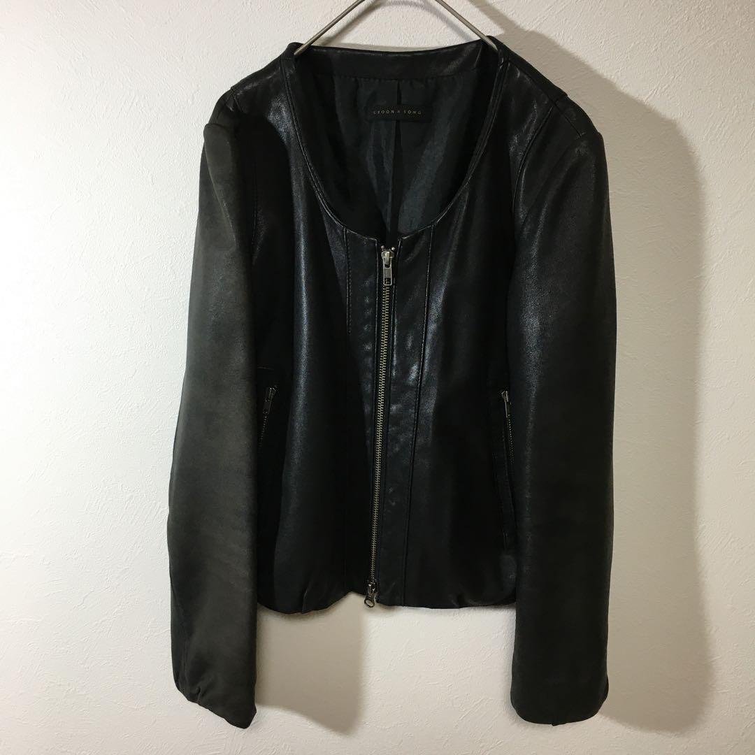 Vintage 90s no collar leather jacket Outer Size M from Japan | eBay