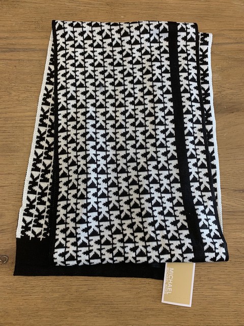 michael kors black and white scarf