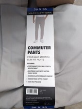 NWT Marc New York Men  s Commuter Pant Slim Fit 4 Way Stretch Grey 36Wx30L