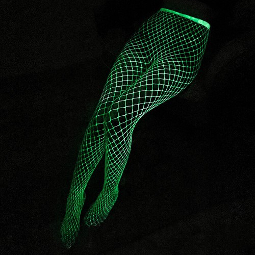 Womens Sexy Luminous Fishnet Stockings Glow In The Dark Pantyhose Bodysuit USA ♪ - Afbeelding 5 van 16