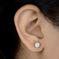 Echte Diamant Ohrstecker 0,22 Ct Pave Rund 10K WeißGold JubiläUmsgeschenk