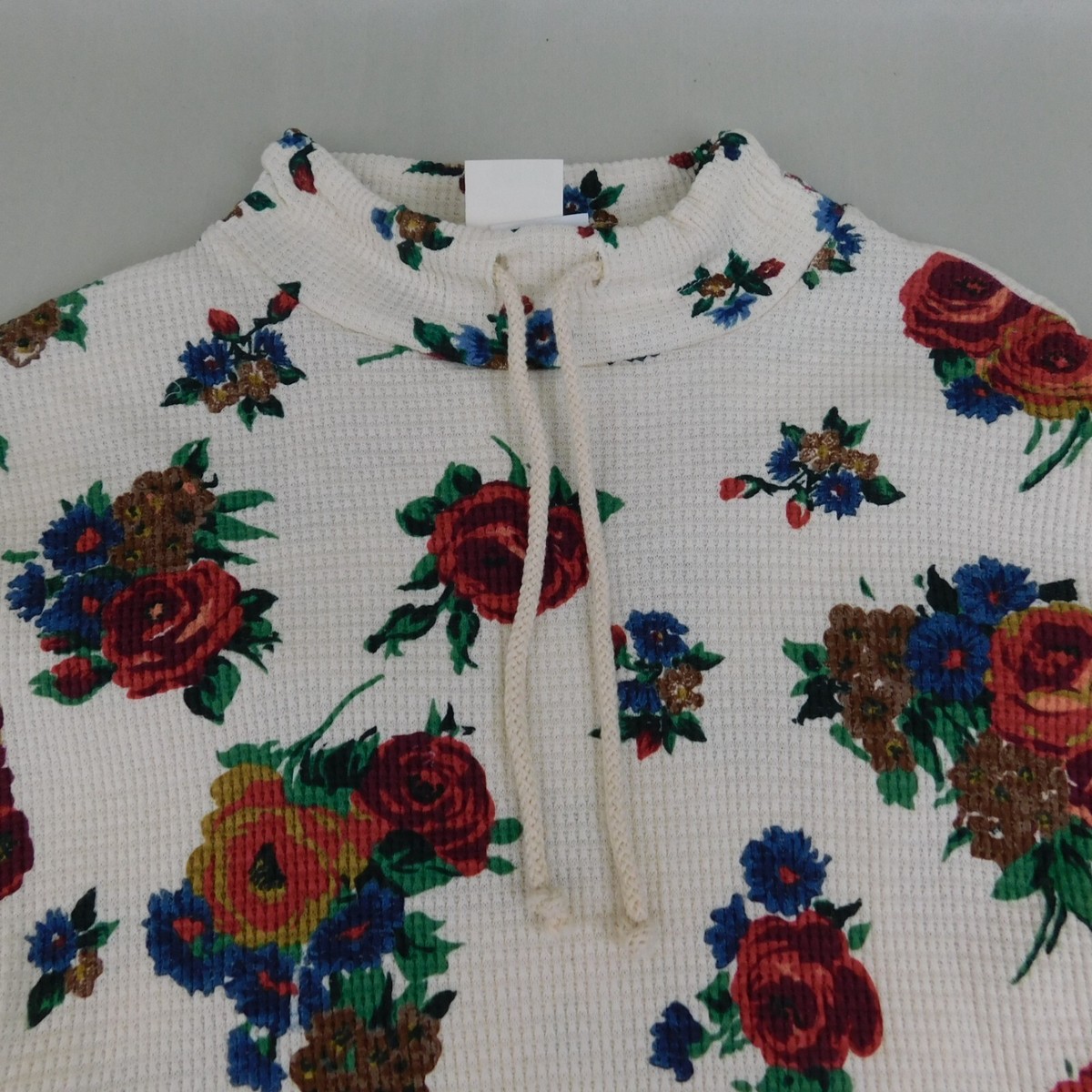 Vintage NOS 90s Great Escape Waffle Knit Mock Neck Floral Top 10