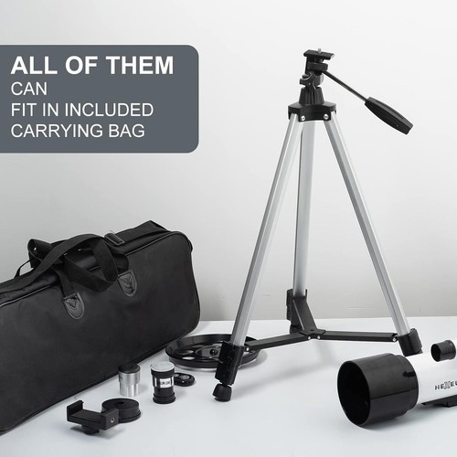 Hexeum Telescope 70mm Aperture 500mm AZ Mount Tripod Phone Adapter Bag Remote - Picture 10 of 10