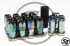 PROJECT KICS R40 12X1.5 16+4 PCS NEO CHROME LUG NUTS WITH LOCKS LOCK ACORN OPEN