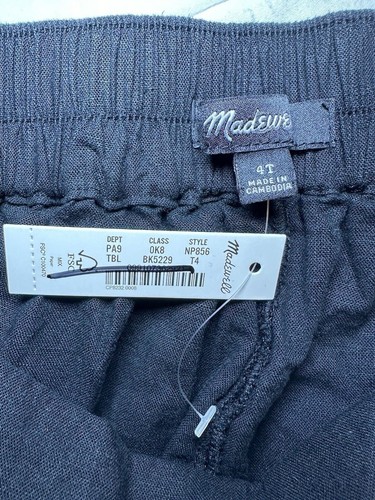 MADEWELL Tall Pull-On Straight Crop Pants Linen Blend True Black SIZE 4 TALL NWT - Picture 6 of 10