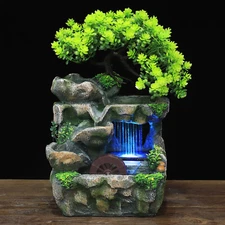 Tabletop Fountain Small Rockery Indoor Desktop Mountain Waterfall Ornament Decor