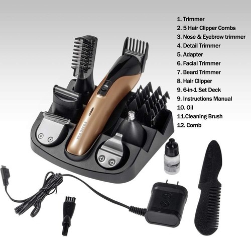 NIKAI 6 in 1 Mens Trimmer Kit Groomer Multi Use Cordless Rechargeable Shaver - Picture 6 of 8
