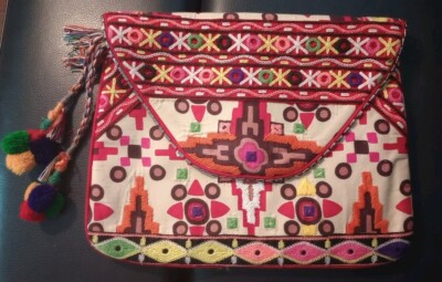 CAbi St. Barth s Collection Embroidered Boho Clutch Purse/Bag